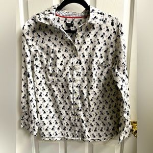 Talbots Boston Terrier patterned long sleeve shirt